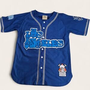 Nipsey Hussle LA Blue Marathon Continues Urban Streetwear Button Up Jersey Small